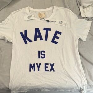 Life is a Joke eleven Paris White Tee blue velvety letters “Kate Is My Ex” Large